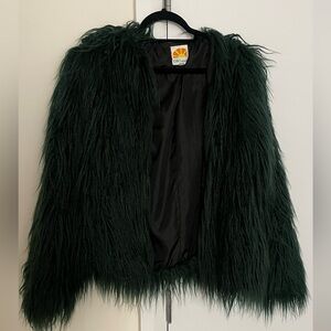 C&C California Dark Green Faux Fur Jacket